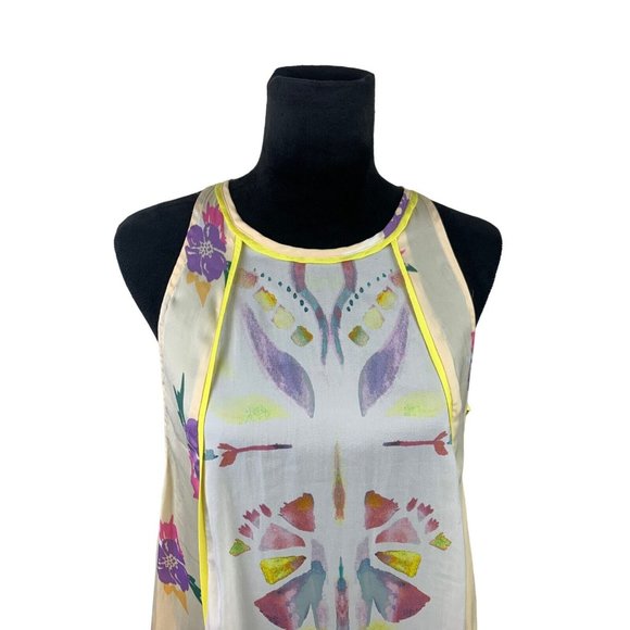 Free People Dream Free Dress Size S Watercolor Abstract Flower Print Mini Tunic - Picture 2 of 9